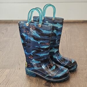 Western Chief Kids Shark Chase Lighted Rain Boots Sz  6
